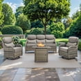 thumbnail image 1 of Gymojoy 5PCS Patio Furniture Set with Fire Pit Table, Outdoor Conversation All-Weather Rattan Swivel Chairs with 6in. Thick Cushions, 1 of 14