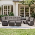 thumbnail image 1 of Gymojoy 6-Piece Outdoor Sectional Furniture Set,Wicker Patio Conversation Sets,L Shape All Weather Outside Couch Sofa Set with Swivel Chairs Ottoman,Brown, 1 of 12