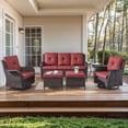 thumbnail image 1 of Gymojoy 6 Piece Wicker Patio Furniture Set, Swivel Rocker Chairs Set of 2 with 2 Ottomans, 3 Seater Sofa and Side Table, All Weather Outdoor Conversation Set for Porch Pool, 1 of 13