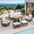 thumbnail image 1 of Gymojoy 6 Pieces Patio Furniture Sets with 41 inch Fire Pit Table, Wicker Outdoor Conversation Sets with 2 Swivel Rocker Chairs and Cushion for Balcony Deck, 1 of 9