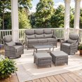 thumbnail image 1 of Gymojoy 6 Pieces Wicker Patio Furniture Set Conversations Sets, 2 Outdoor 360° Swivel Rocking Chairs, Patio Swivel Glider Chair with Table and Ottoman, 1 of 11