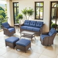 thumbnail image 1 of Gymojoy Brown 7 Pieces Wicker Patio Furniture Set Outdoor Conversation Set, All Weather PE Rattan Sectional Sofa Couch with Swivel Glider and 6 inch Cushions, 1 of 14