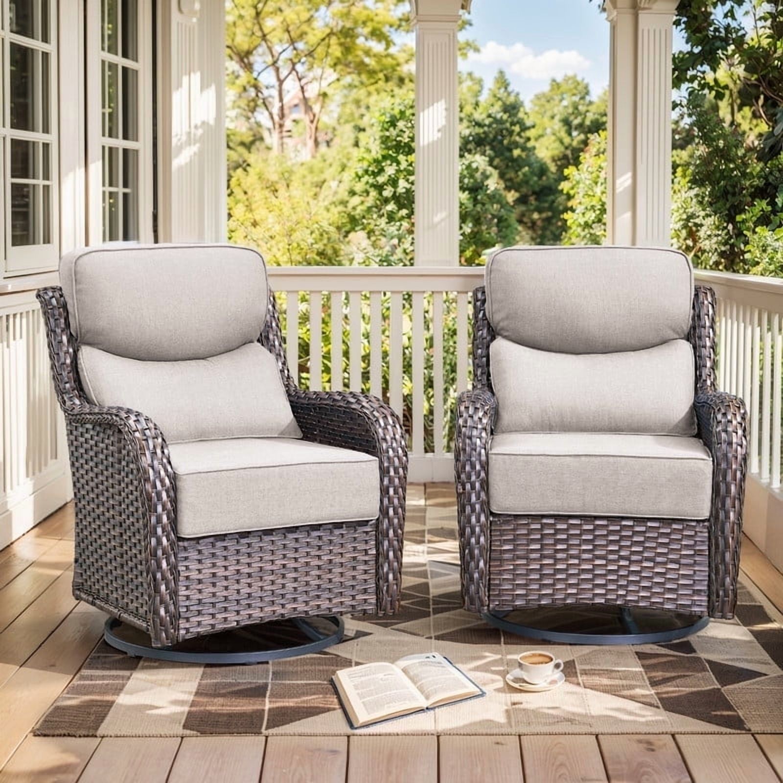 Gymojoy High Back Patio Swivel Rocking Patio Chairs 2 PCS Wicker Outdoor Glider Chair With 6 Inch Thick Cushion For Yard In Beige: A Practical Buying Guide