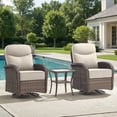 thumbnail image 1 of Gymojoy Luxury 3 Pieces Patio Furniture Set Wicker Outdoor High Back Swivel Rocker Glider Chairs Set of 2 with Side Table and 6 Inch Cushions, 1 of 10