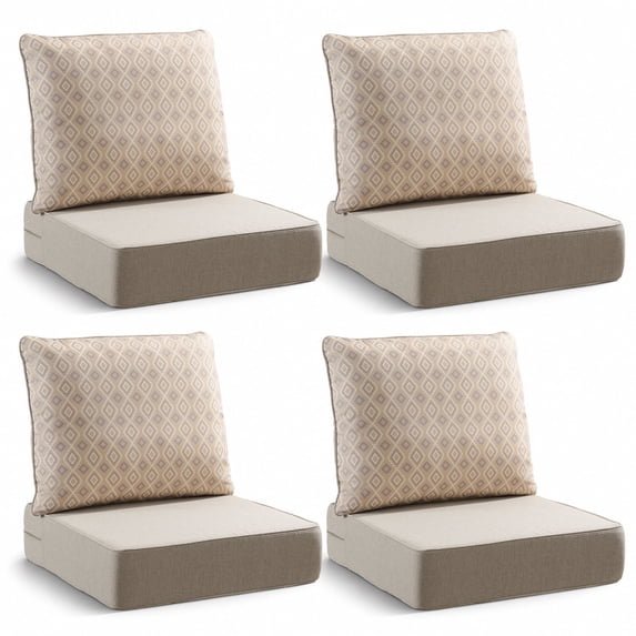 Gymojoy Luxury Outdoor Deep Seat Cushion 22 X 24 X 6 inch for Patio Furniture, Waterproof & Fade Resistant Patio Furniture Replacement Cushions, Beige Pattern