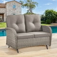 thumbnail image 1 of Gymojoy Outdoor 2-Person Wicker Rocking Bench,Patio Glider Porch Loveseat 2 Seater Couch Sofa with Cushions for Backyard,Porch,Balcony, 1 of 7