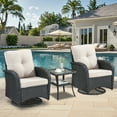 thumbnail image 1 of Gymojoy Outdoor 3-Piece Conversation Set, Patio Wicker Swivel Glider Rocker Chair Set for Porch Balcony Backyard, Beige Cushions, 1 of 7