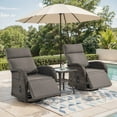 thumbnail image 1 of Gymojoy Outdoor 3-Piece Swivel Rattan Recliner Chairs Set, 360° Patio Wicker Chaise Lounge Chair with Adjustable Backrest & Footrest, Side Table & Cushions for Outside Porch, Poolside & Backyard,Gray, 1 of 10