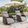 thumbnail image 1 of Gymojoy Outdoor 3-Piece Swivel Rattan Recliner Chairs Set, 360° Patio Wicker Chaise Lounge Chair with Adjustable Backrest & Footrest, Side Table & Cushions for Outside Porch & Backyard,Beige, 1 of 3