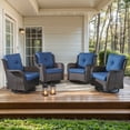 thumbnail image 1 of Gymojoy Outdoor 360°Swivel Chair Set of 4, All Weather Brown Wicker Patio Swivel Chairs Set with High Back and Thick Cushion for Garden, Poolside, Backyard, 1 of 7