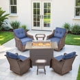 thumbnail image 1 of Gymojoy Outdoor 7-Piece Patio Furniture Set with 6 inch Thick Swivel Glider Chairs and 50,000 BTU Fire Pit Table,Wicker Deep Seat Conversation Set for Balcony Deck,Brown Wicker Gray Cushions, 1 of 11