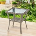 thumbnail image 1 of Gymojoy Outdoor Side Table with Storage Wicker Patio Side Table, Tempered Glass Top End Table for Balcony Porch Deck,Gray, 1 of 6