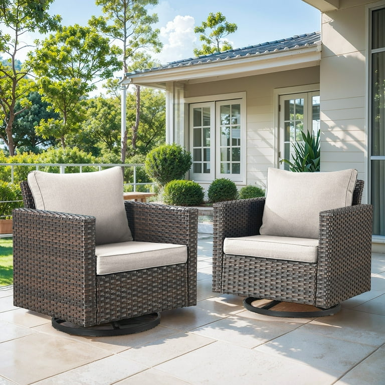 GYmojoy Outdoor Swivel Glider Chair Set of 2, Patio Swivel Rocking