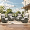 thumbnail image 1 of Gymojoy Outdoor Swivel Glider Chair Set of 4, Patio High Back Swivel Rocker Lounge Arm Chair for Balcony, Gray/Beige, 1 of 8