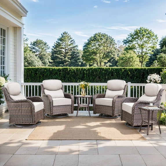Gymojoy Outdoor Swivel Glider Chair Set of 4, Patio Swivel Rocking Lounge Chair with 6 in. Thick Cushions for Balcony Porch
