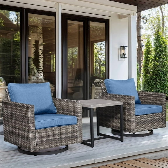 Gymojoy Outdoor Swivel Glider Rocker Chairs -3 Piece Patio Conversation Set,Patio Bistro Sets with Side Table, for Balcony, Yard，Porch, Poolside, Deck.