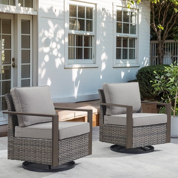 Gymojoy Outdoor Swivel Rocker Patio Chairs Set of 2,Heavy Duty Swivel Rocking Patio Chairs with Metal Armrests, 2 Pieces Patio Furniture Chairs