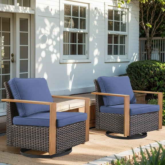 Gymojoy Outdoor Swivel Rocker Patio Chairs Set of 2,Heavy Duty Swivel Rocking Patio Chairs with Metal Armrests, 2 Pieces Patio Furniture Chairs