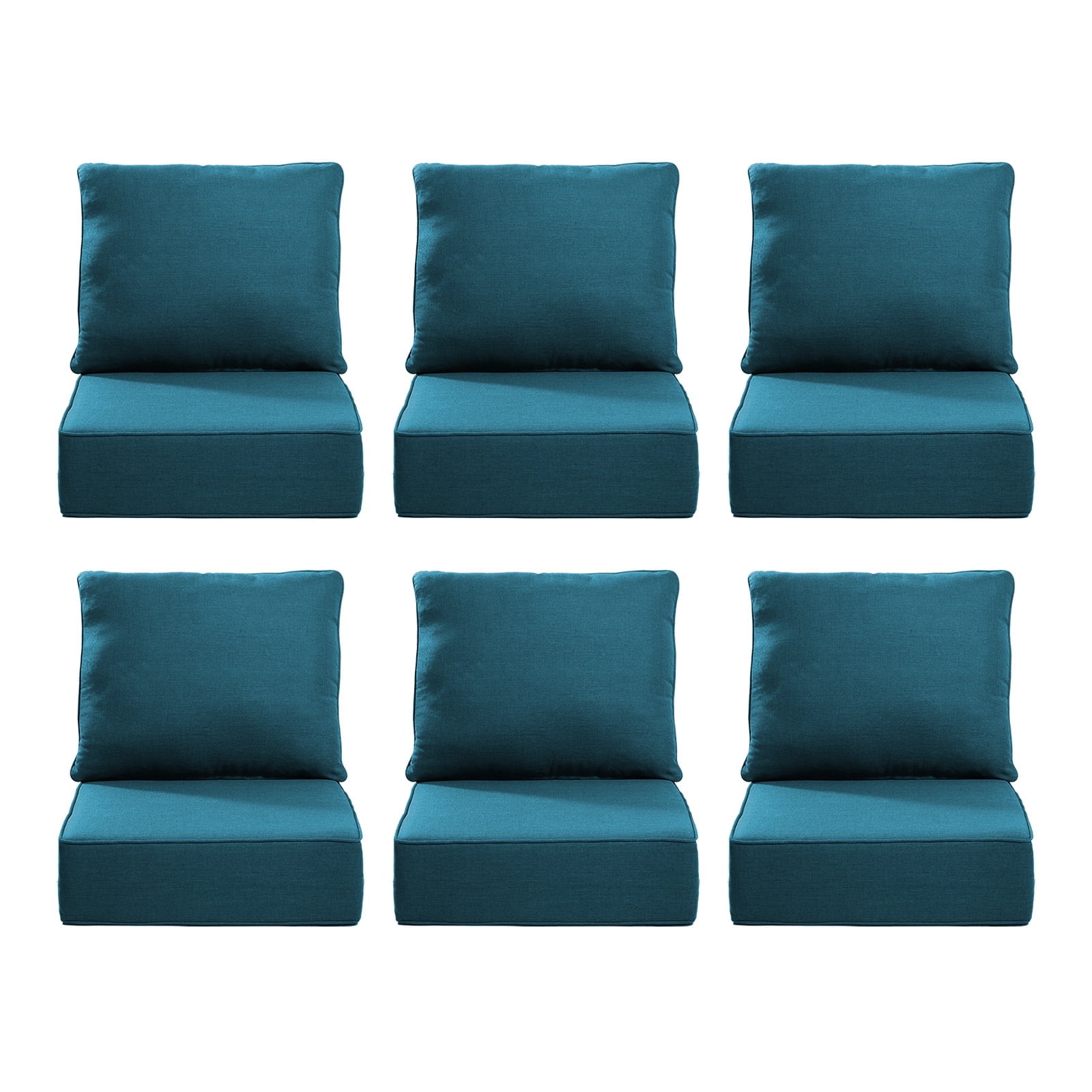 Gymojoy Outdoor Wicker Furniture Cushion Set, 24 x 24 x 6 Thicken Deep Seat Patio Chair Cushions, Dark Green, 6 Sets