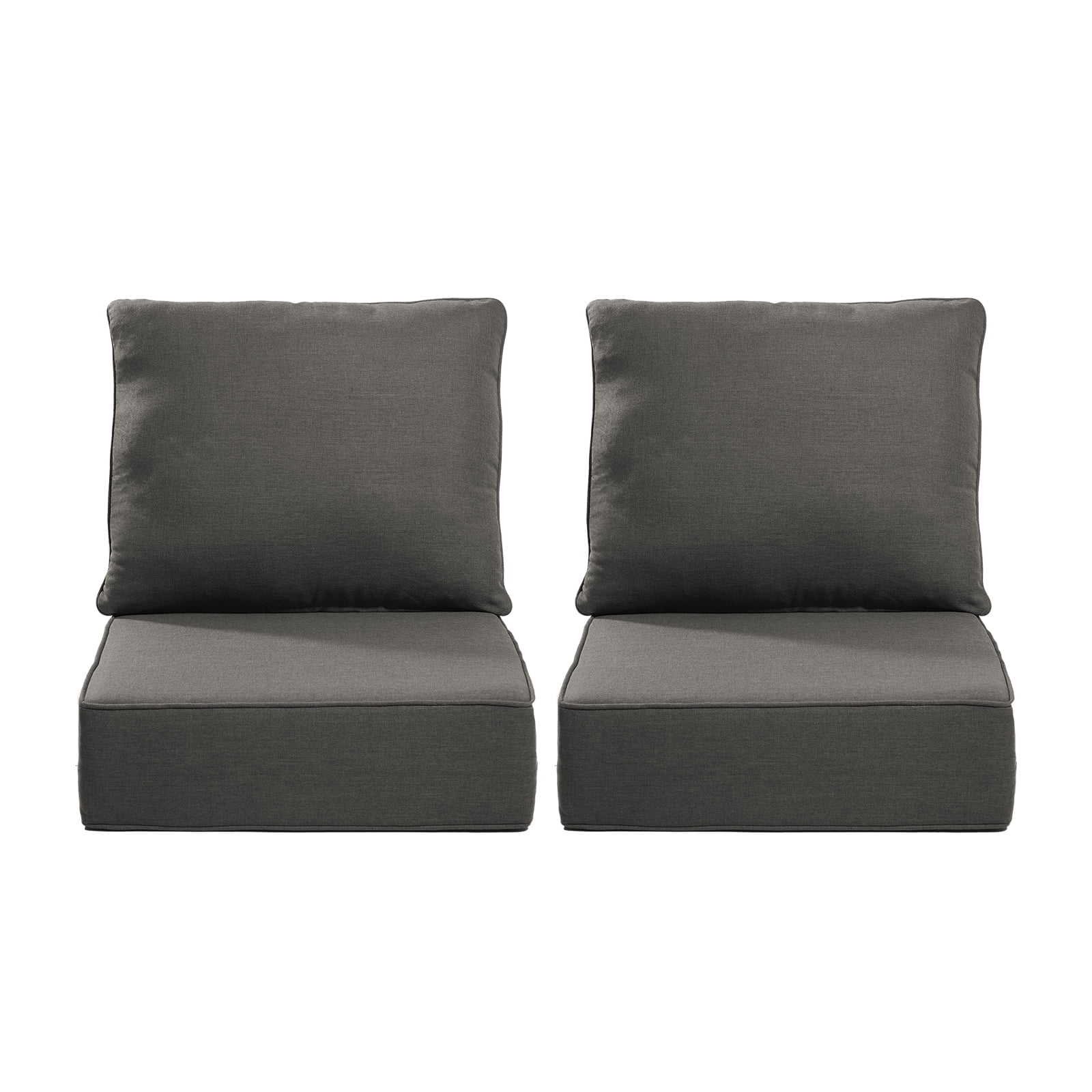 Gymojoy Outdoor Wicker Furniture Cushion Set, 24 x 24 x 6 Thicken Deep Seat Patio Chair Cushions, Dark Grey, 2 Sets