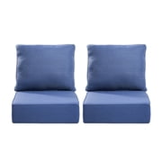 Gymojoy Outdoor Wicker Furniture Cushion Set, 24 x 24 x 6 Thicken Deep Seat Patio Chair Cushions, Navy Blue, 2 Sets