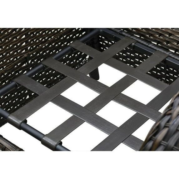 Gymojoy Outdoor Wicker Patio Sofa 3-Seat Rattan Sofa Furniture Brown/Beige