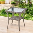 thumbnail image 1 of Gymojoy Outdoor Wicker Side Table Patio End Tables with Tempered Glass Top, 1 of 5