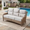 thumbnail image 1 of Gymojoy Outdoor Wicker Sofa High Back Patio 3-Seater Rattan Couch with 6'' Thick Cushions, Ideal for Porch, Poolside, Deck, Yard, 1 of 7