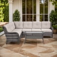 thumbnail image 1 of Gymojoy Outdoor Wicker Sofa Set Patio Furniture L-Shape Rattan Sectional with Coffee Table UV-Resistant for Backyard Balcony,Gray/Beige, 1 of 8