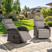 Gymojoy Outdoor Wicker Swivel Recliner Patio Chair Set of 2, Adjustable Backrest and Footrest All-Weather Chaise Lounge for Pool Deck Backyard deal from Walmart
