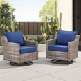 thumbnail image 1 of Gymojoy Outdoor Wicker Swivel Rocker Patio Rocking Chairs Set of 2 with Blue Cushions, 1 of 9