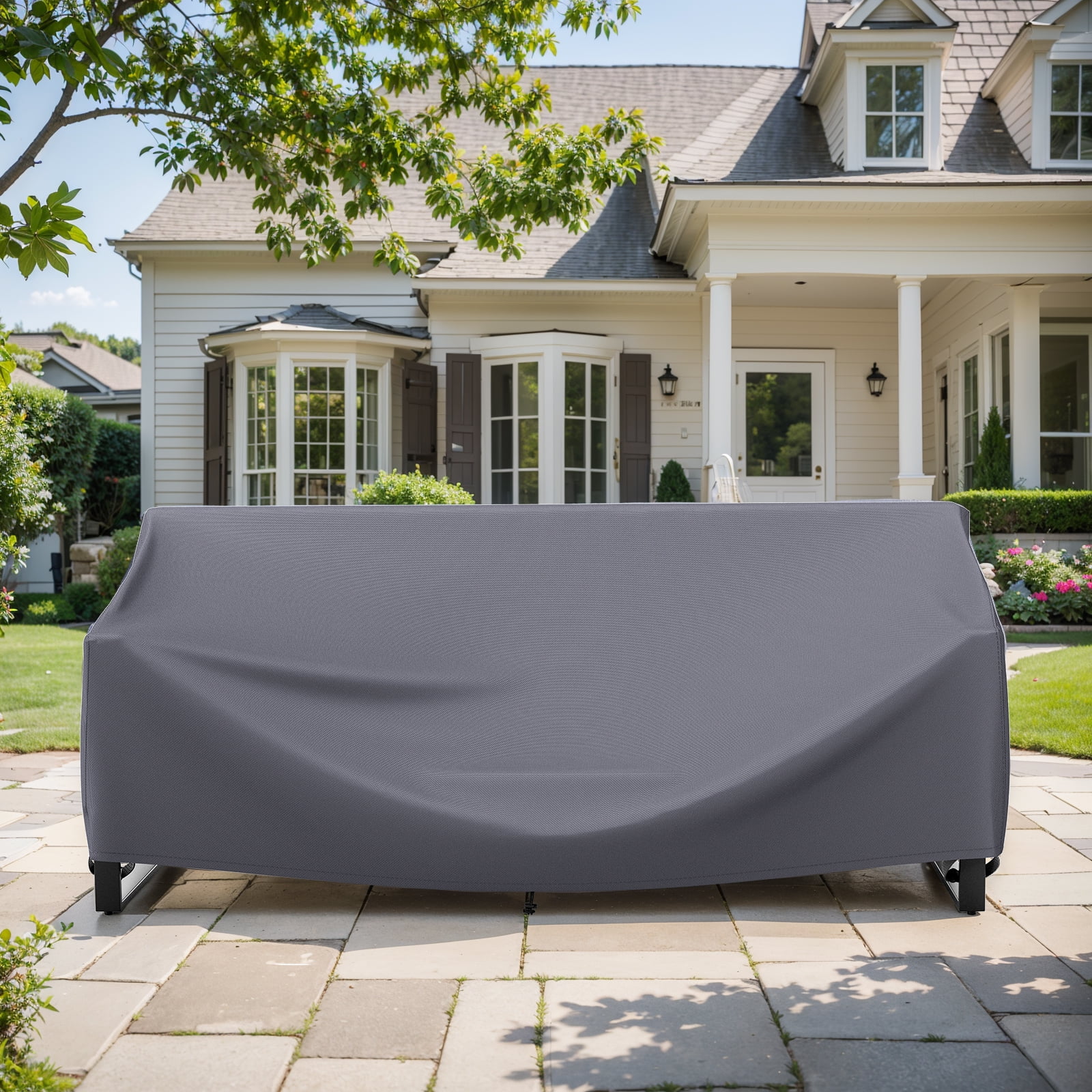 Gymojoy Patio 3-Seater Sofa Cover,600D PVC Coated Fabric Universal Simple Outdoor Patio Chair Cover,Waterproof and Sun-proof,Gray
