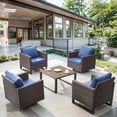 thumbnail image 1 of Gymojoy Patio Furniture Set, 5 Pieces Outdoor Furniture Sets with Rocking Swivel Chairs, Wicker Rattan Outdoor Conversation Set with Table for Backyard, Deck, Porch, 1 of 9