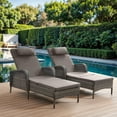 thumbnail image 1 of Gymojoy Patio Rattan Lounge Chair Set of 2,Adjustable 5 Position Backrest Patio Chairse,Outdooe Recliners for ackyard Porch Deck (Gray), 1 of 14