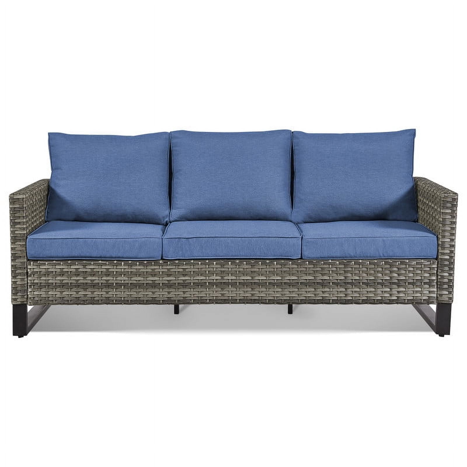Gymojoy Patio Sofa, All Weather Outdoor Rattan Wicker 3-Seat Sofa High Back Couch with Premium Cushions for Garden Backyard Porch
