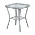 thumbnail image 1 of Gymojoy Patio Wicker Rattan Side Table Outdoor SquareTempered Glass Top End Table with Storage, Light Beige, 1 of 6