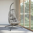 thumbnail image 1 of Gymojoy Wicker Outdoor Hanging Egg Swing Chair with Cushion Grey, 1 of 5