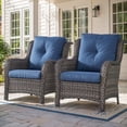 thumbnail image 1 of Gymojoy Wicker Patio Chairs Set of 2, Outdoor Lounge Chairs with Cushions for Porch Balcony Backyard, Grey Wicker and Blue Cushions, 1 of 11