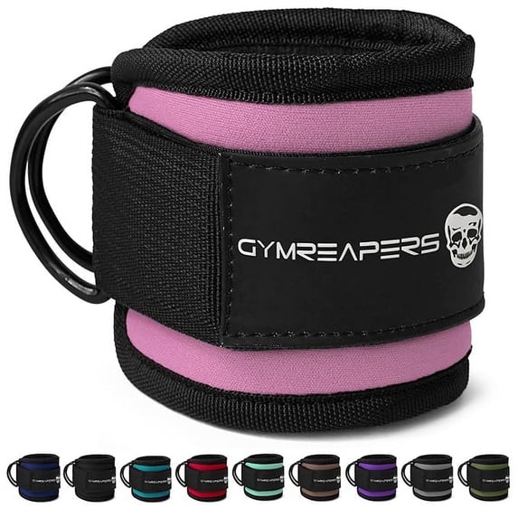 Gymreapers Ankle Strap – Exercise & Fitness Accessory for Cable Machines, Padded Neoprene Ankle Cuff (Pink, 1 Strap)