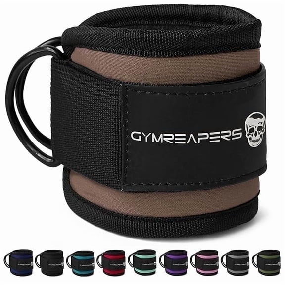 Gymreapers Ankle Strap – Exercise & Fitness Accessory for Cable Machines, Padded Neoprene Ankle Cuff (Toffee, 1 Strap)