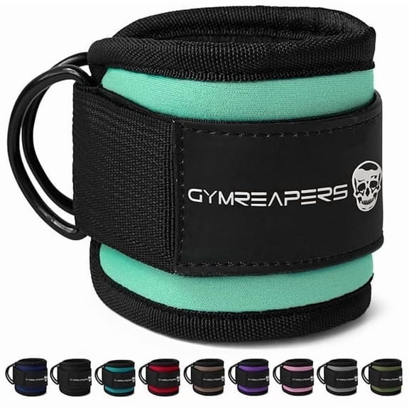 Gymreapers Ankle Strap – Exercise & Fitness Accessory for Cable Machines, Padded Neoprene Ankle Cuff (Mint, Pair of 2)