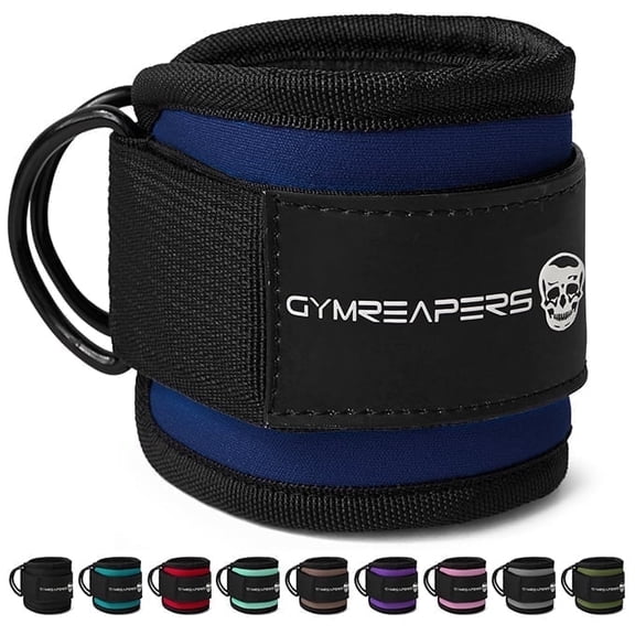 Gymreapers Ankle Strap – Exercise & Fitness Accessory for Cable Machines, Padded Neoprene Ankle Cuff (Cobalt, 1 Strap)