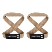 Gymreapers Figure 8 Lifting Straps for Deadlift, Powerlifting, Strongman, Cross Training Strong Weightlifting Wrist Straps for Men, Women Khaki, Medium