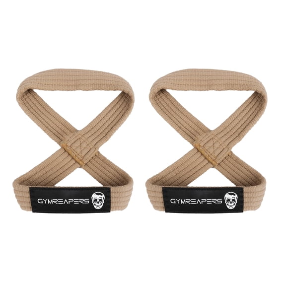 Gymreapers Figure 8 Lifting Straps for Deadlift, Powerlifting, Strongman, & Cross Training Strong Weightlifting Wrist Straps for Men, Women (Khaki, Small)