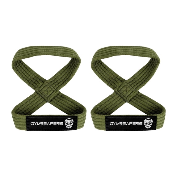 Gymreapers Figure 8 Lifting Straps for Deadlift, Powerlifting, Strongman, & Cross Training Strong Weightlifting Wrist Straps for Men, Women (OD Green, Medium)