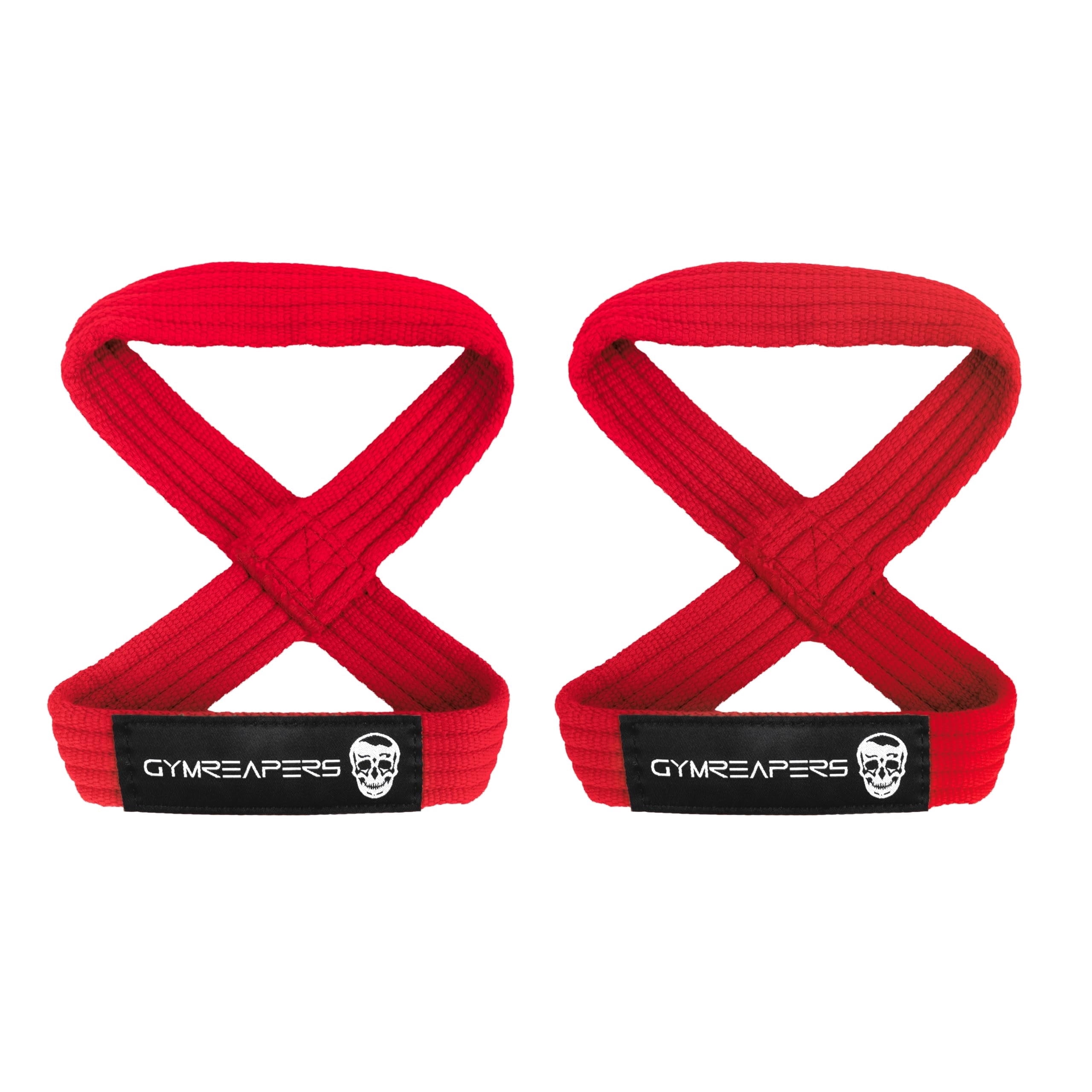 Gymreapers Figure 8 Lifting Straps for Deadlift, Powerlifting, Strongman, & Cross Training Strong Weightlifting Wrist Straps for Men, Women (Red, Large)