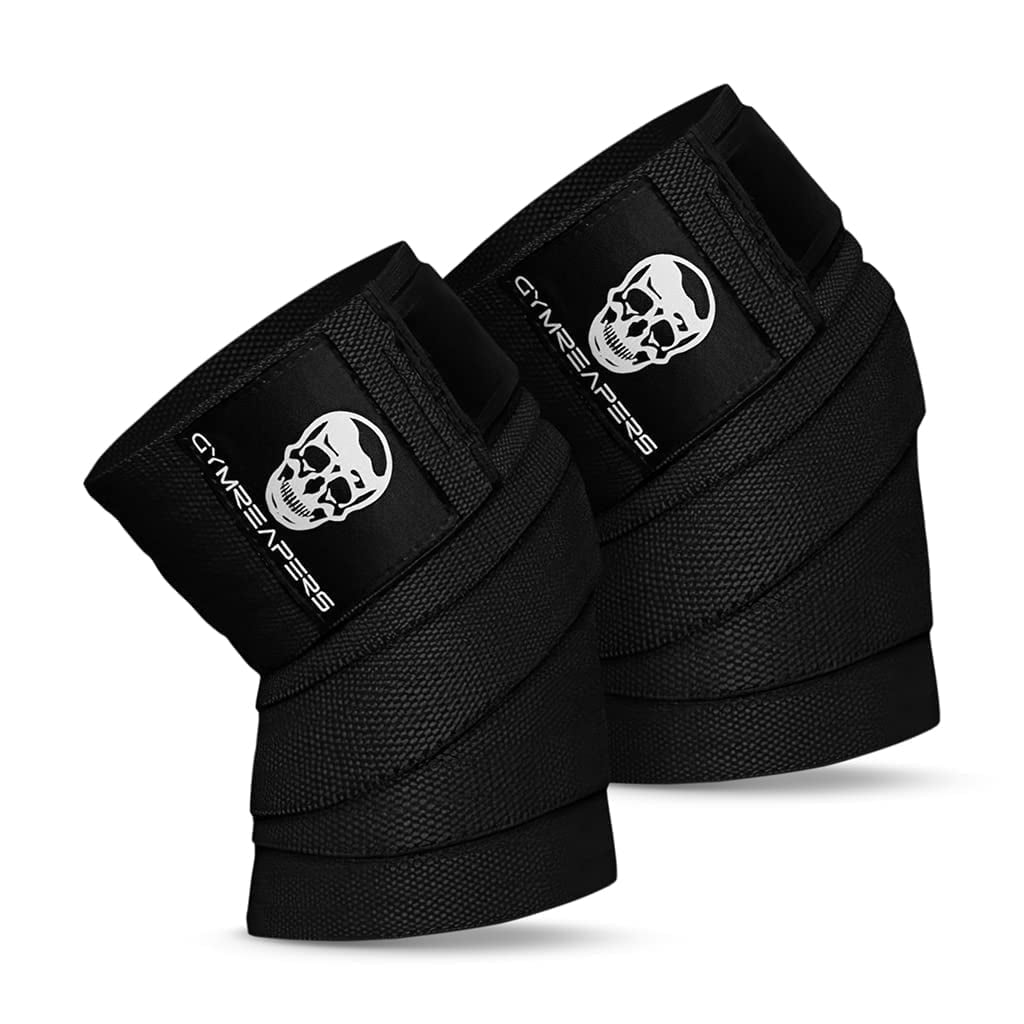 Gymreapers Knee Wraps (Pair) with Strap for Squats, Weightlifting