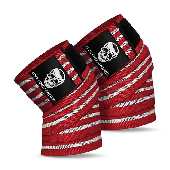 Gymreapers Knee Wraps (Pair) With Strap for Squats, Weightlifting, Powerlifting, Leg Press, and Cross Training - Flexible 72" Knee Wraps for Squatting - For Men & Women - 1 Year Warranty