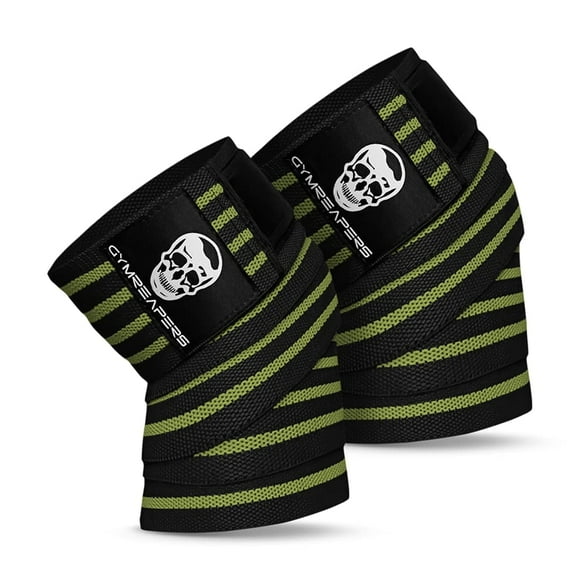 Gymreapers Knee Wraps (Pair) with Strap for Squats, Weightlifting, Powerlifting, Leg Press, and Cross Training - Flexible 72" Knee Wraps for Squatting - for Men & Women (Military Green)
