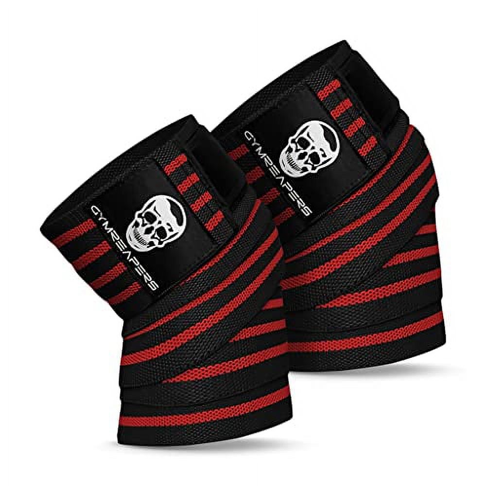 Gymreapers Knee Wraps (Pair) With Straps for Squats, Weightlifting